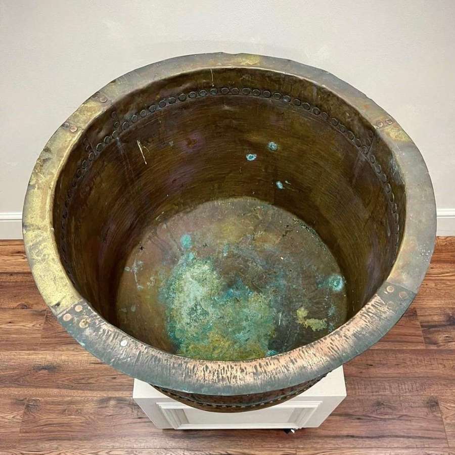 Large scale riveted Belgian copper vat