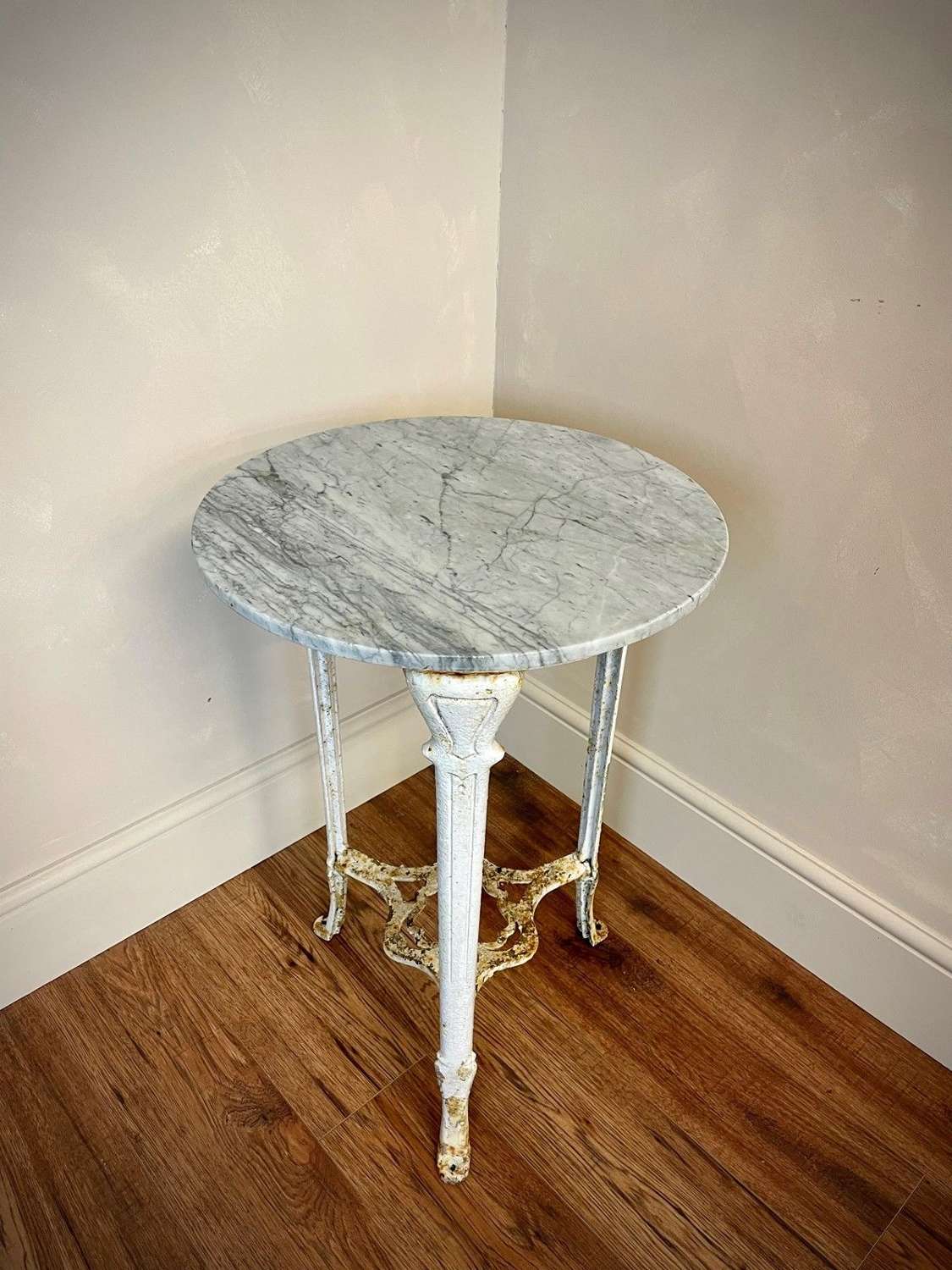 Marble topped bistro table for two