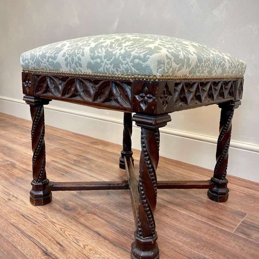 Large, gothic carved stool