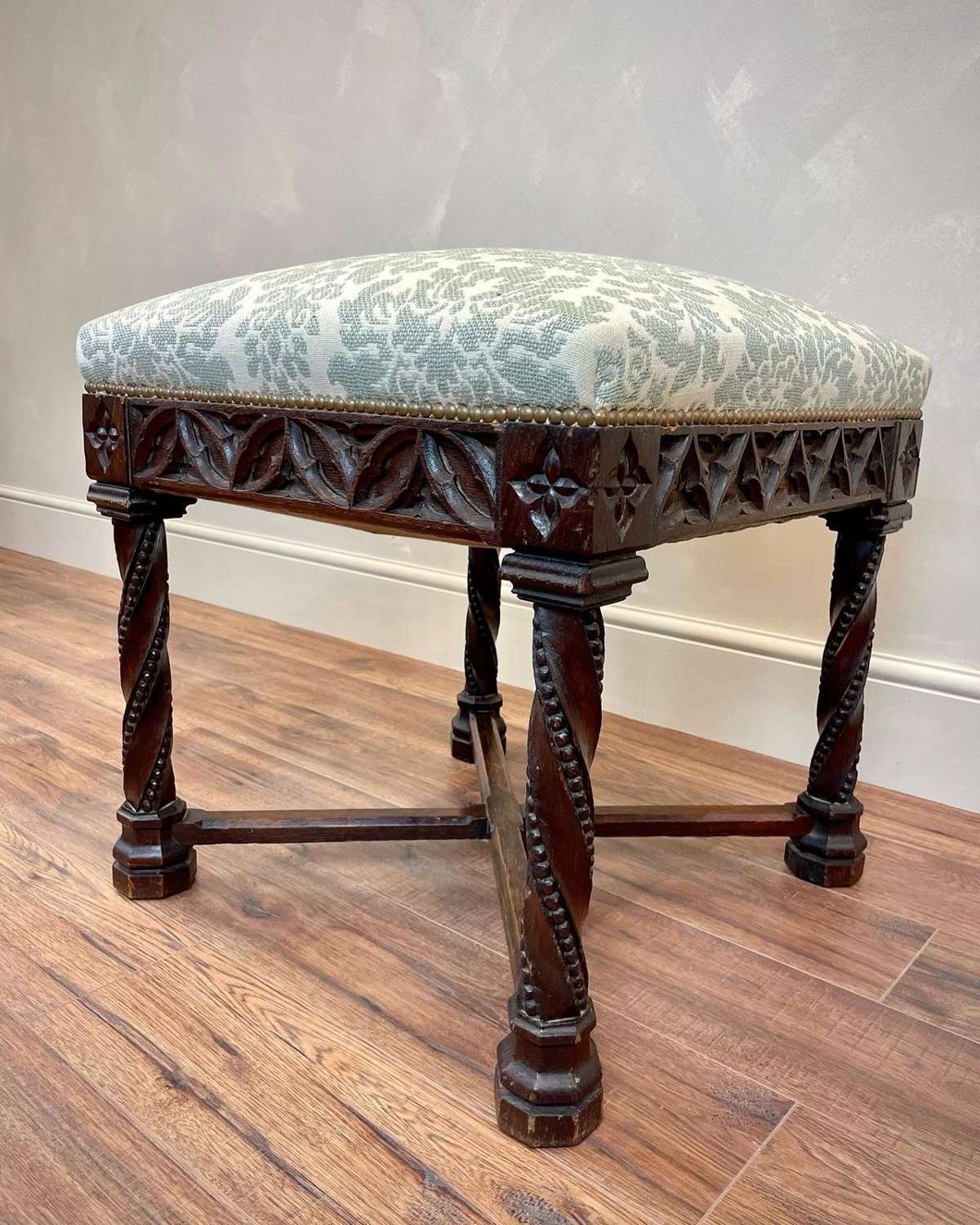 Large, gothic carved stool