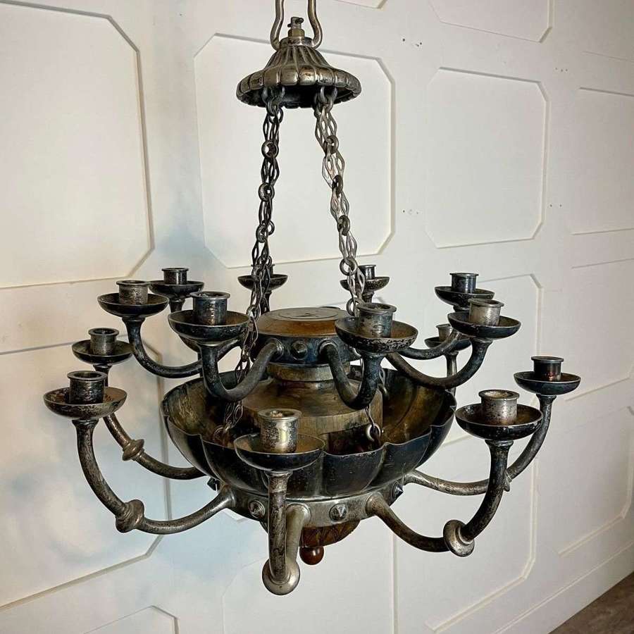 Silver plated 15 arm candelabra chandelier