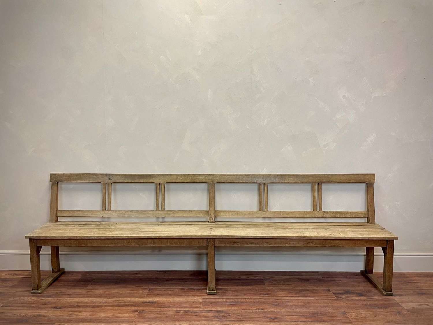 Large scale bleached oak bench