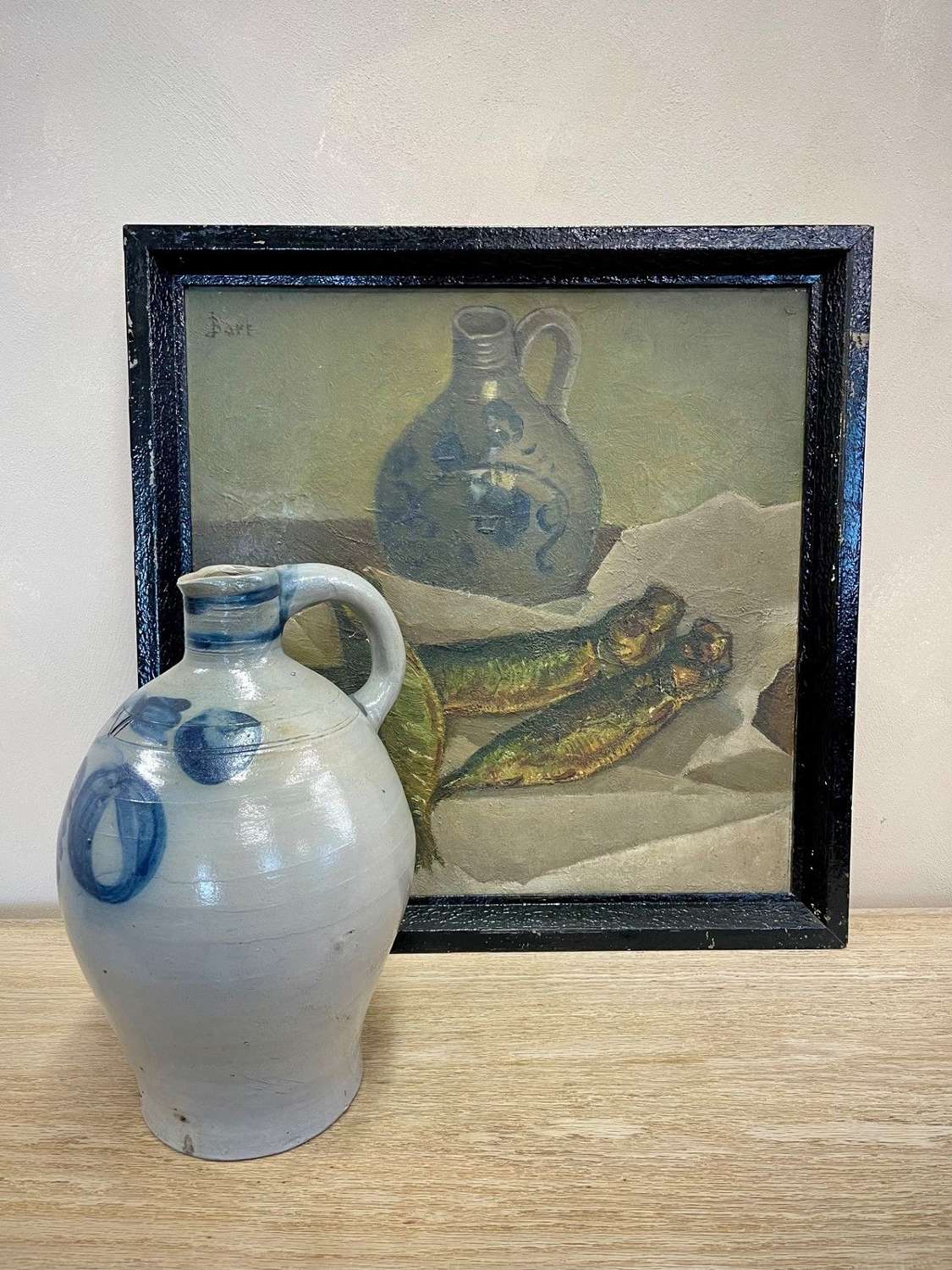 Framed still life with complimenting vessel
