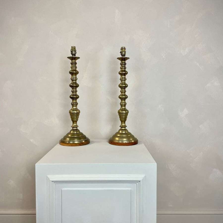 Large, French brass lamps