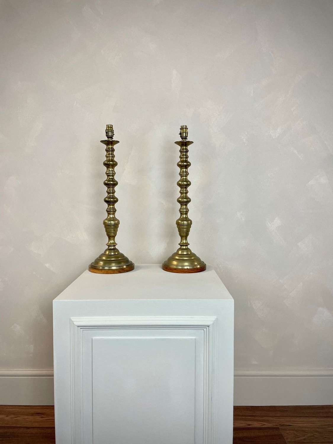 Large, French brass lamps