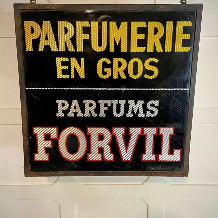 1940s Parisian glass double sided trade sign