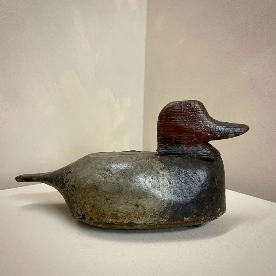 Early 20th c English Wooden Folk Art Decoy Duck