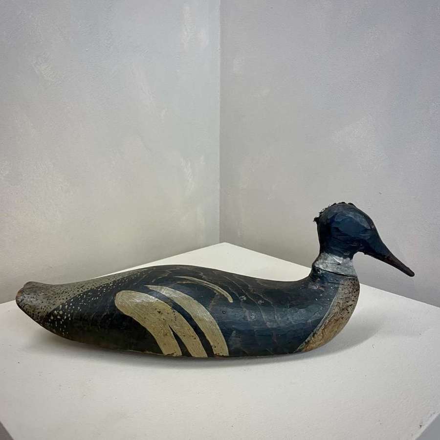 Early 20th c English Wooden Folk Art Decoy Duck