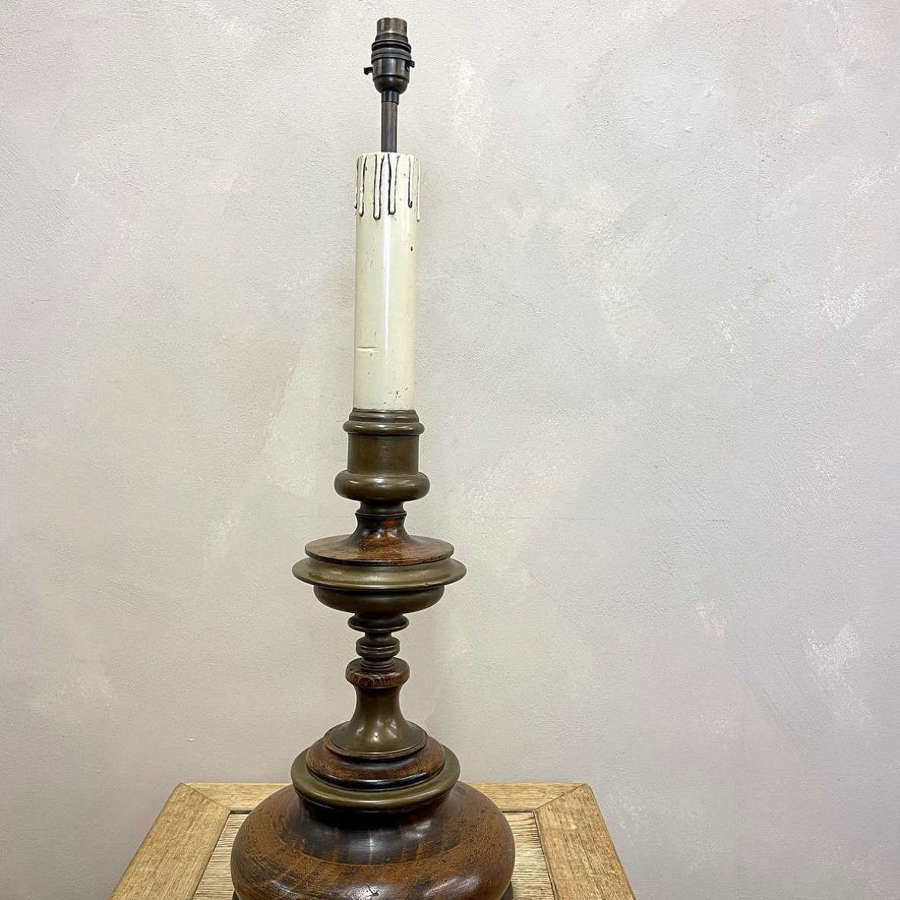 Dutch Oak & Brass Table Lamp