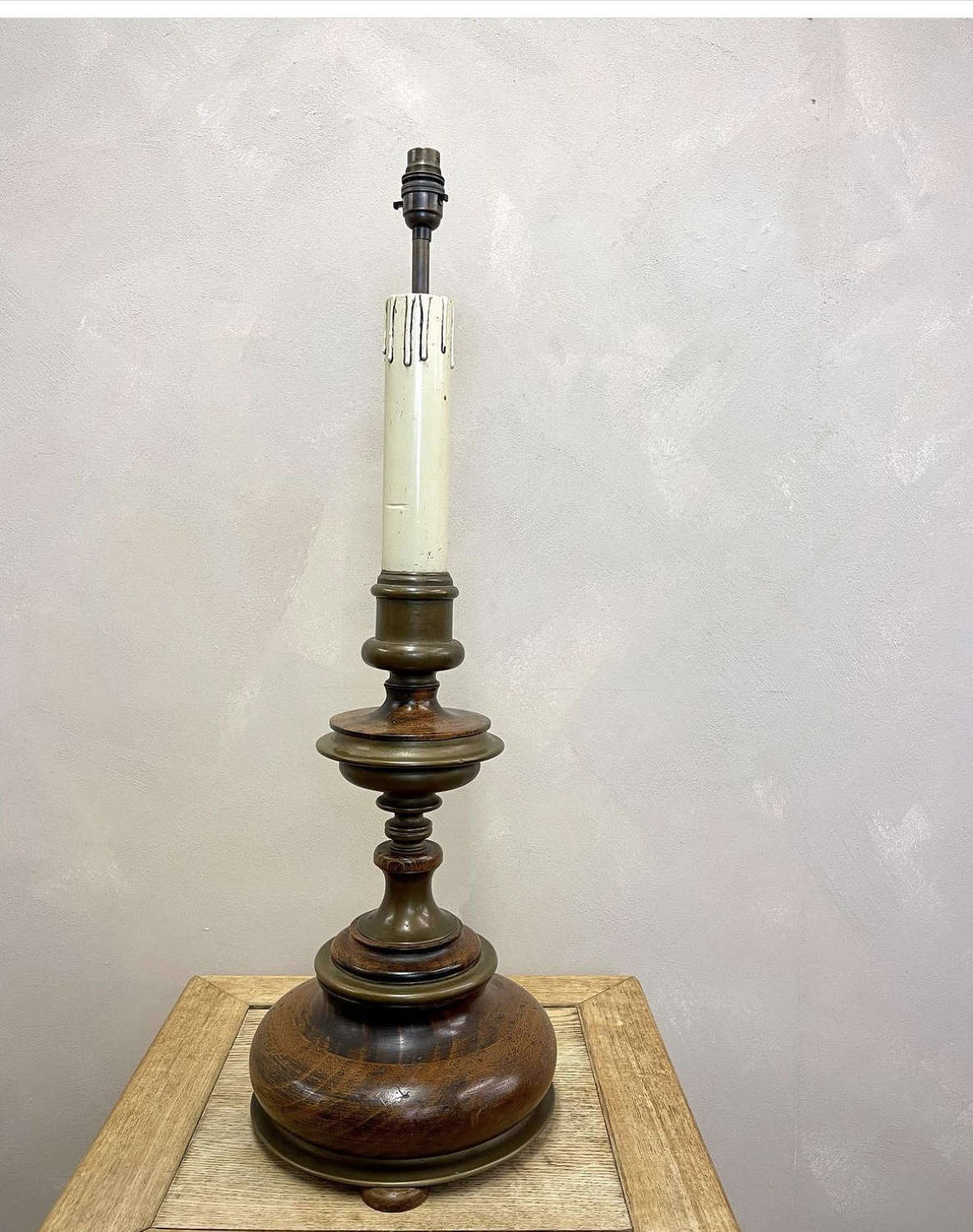 Dutch Oak & Brass Table Lamp