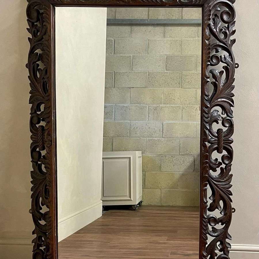 Large French, Carved Oak, Renaissance Style Mirror