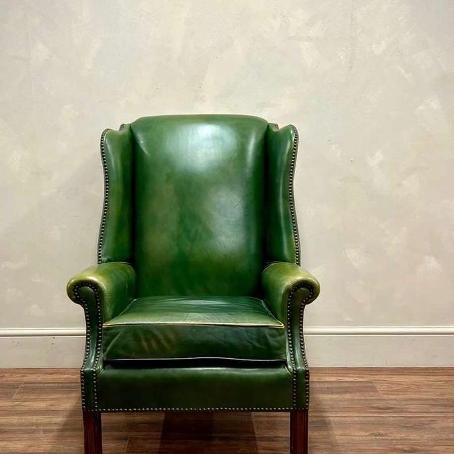 English Wingback Leather Chair