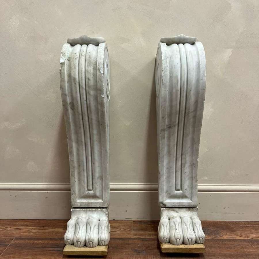 19th c French Marble Fireplace Corbels