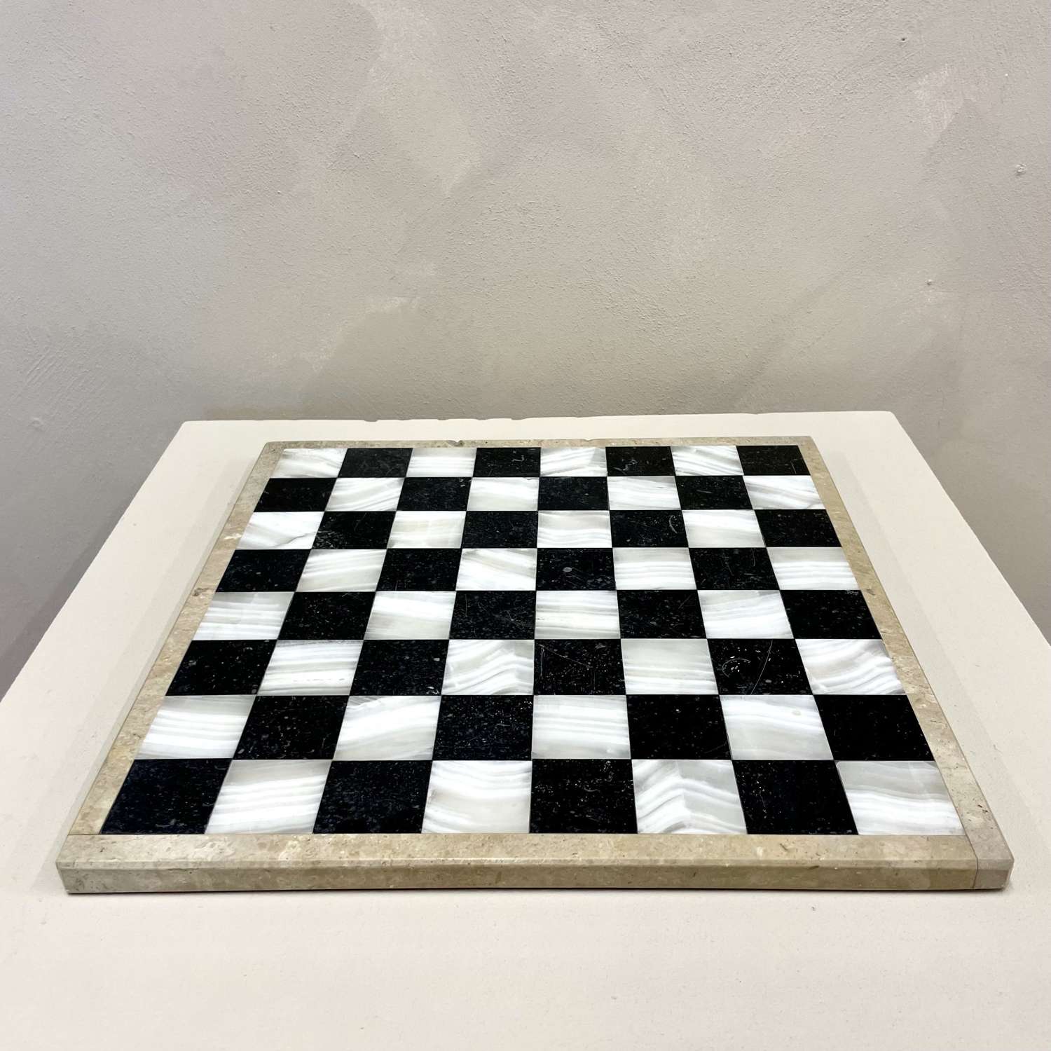 19th c Marble & Mother Of Pearl Chess Board