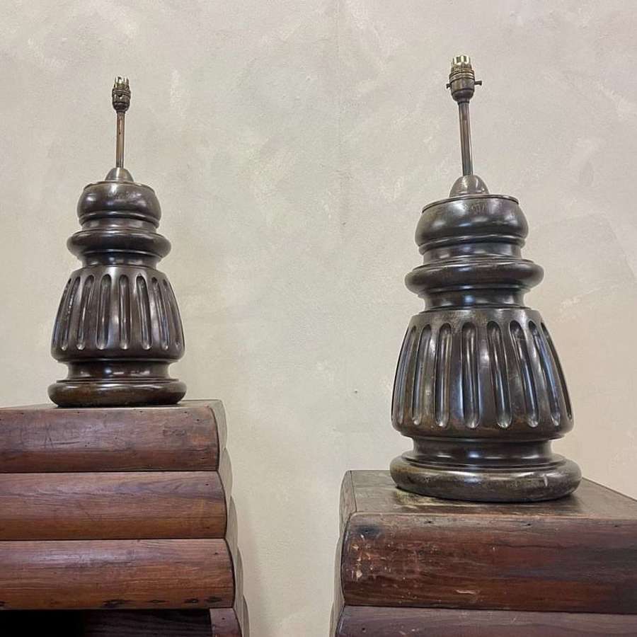 Large Mahogany Based Lamps