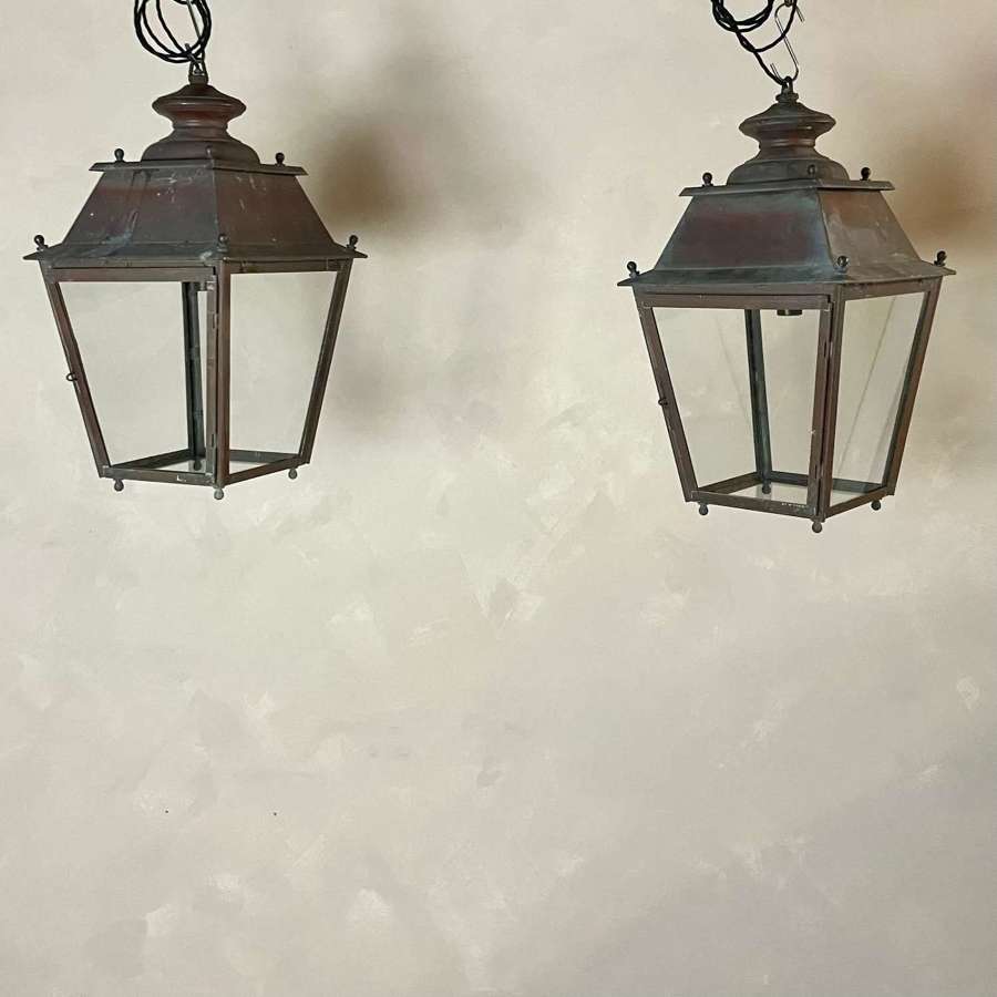 Mid 20th C French Copper Lanterns