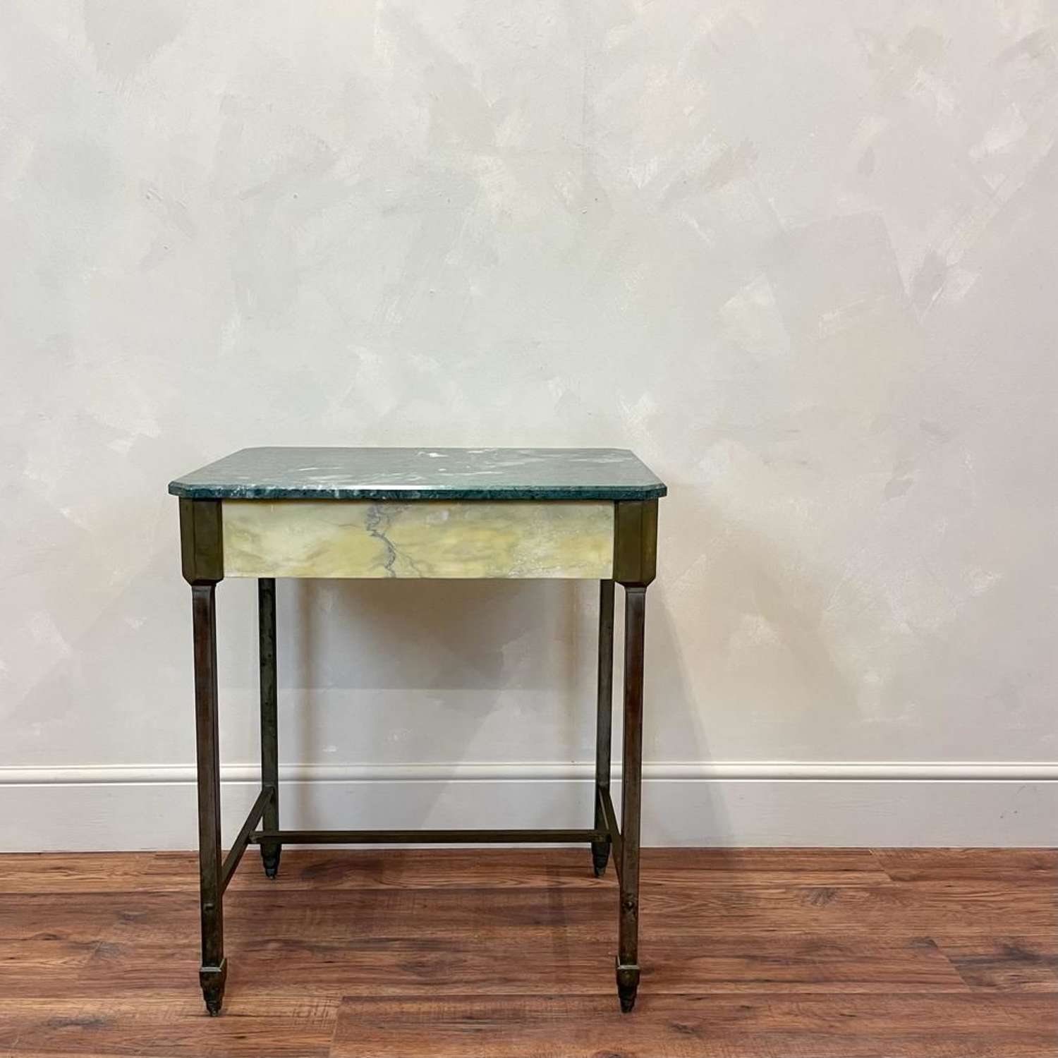 French Art Deco Marble & Bronze End Table