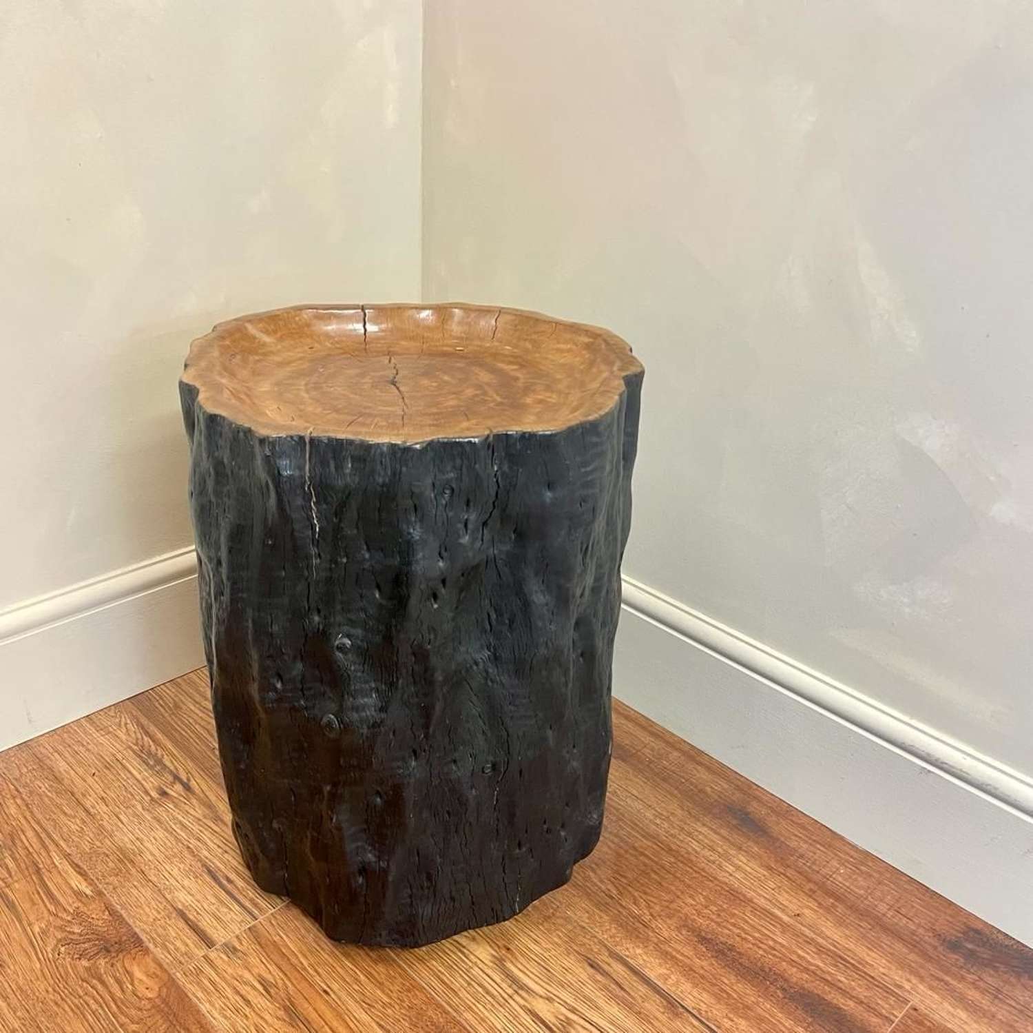 Lychee Wood Primitive Side Table - Shou Sugi Ban