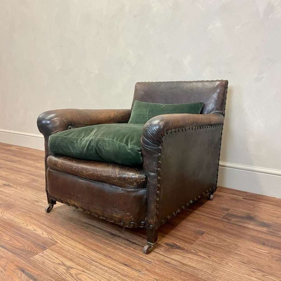 English Leather Armchair c1900