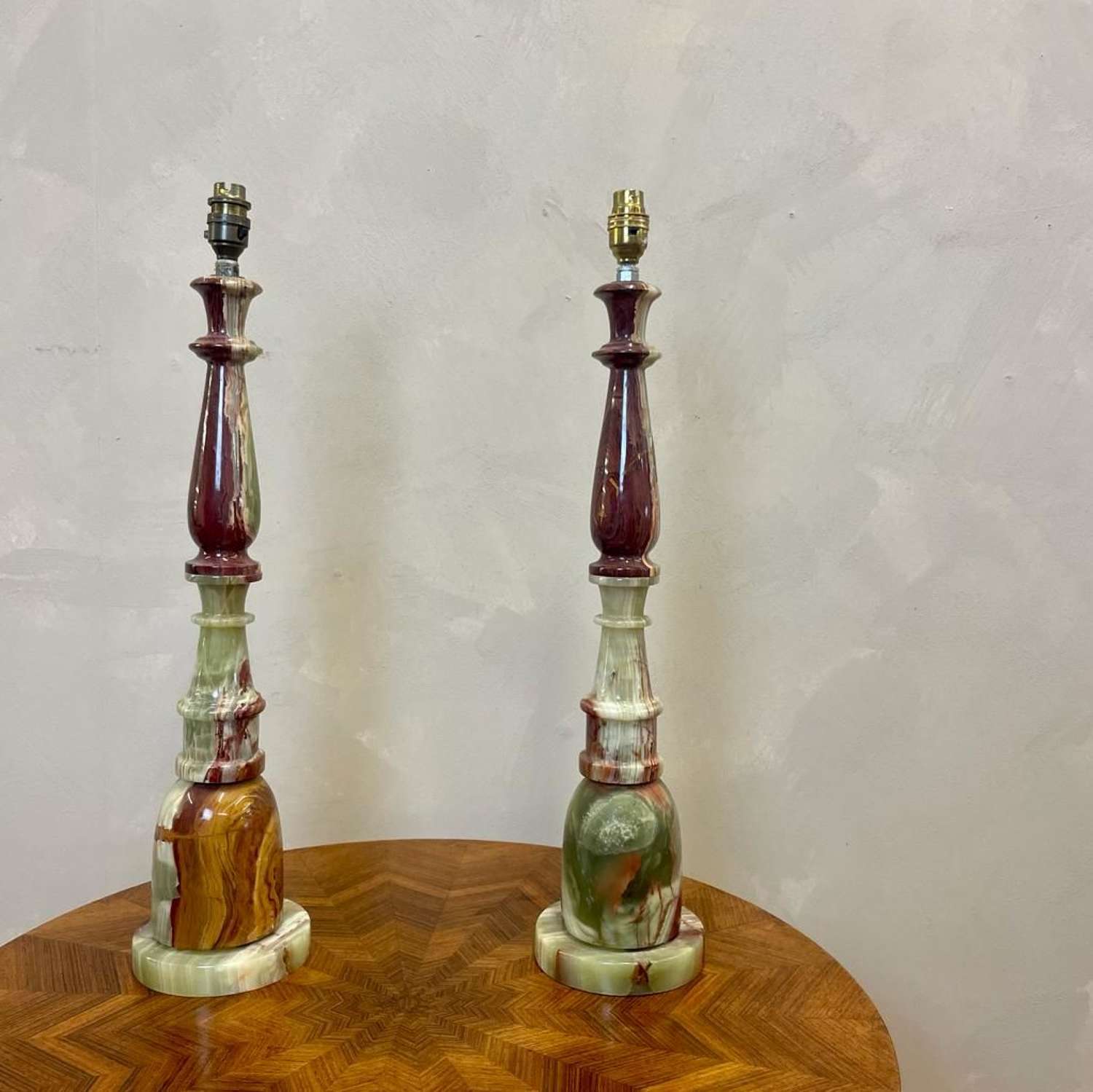 English 1970's Onyx Table Lamps