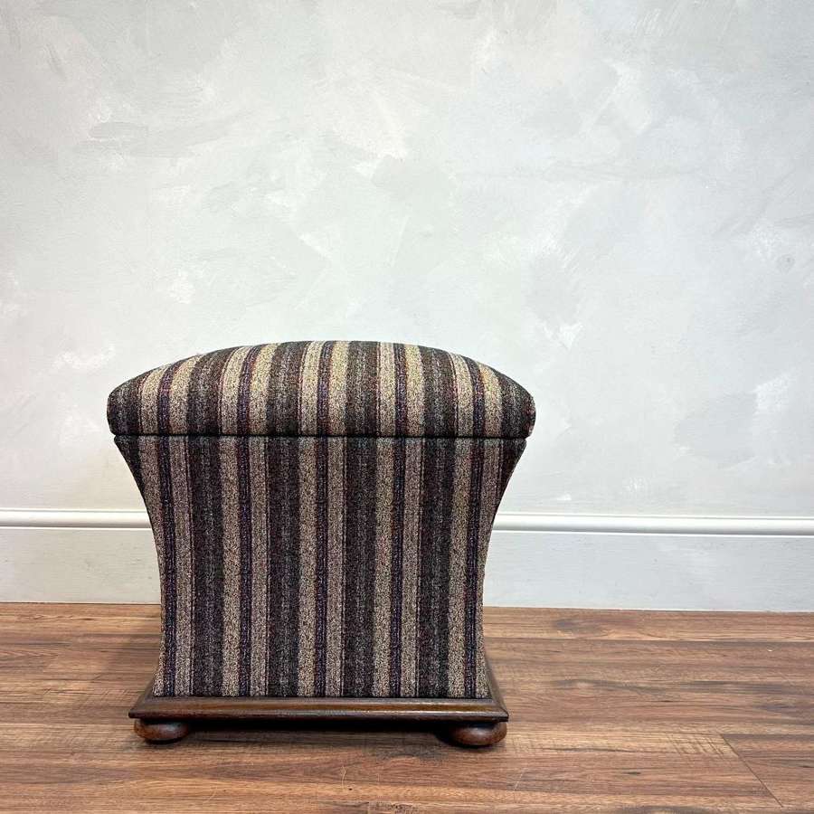 19th Century English Mahogany Upholstered Ottoman Footstool