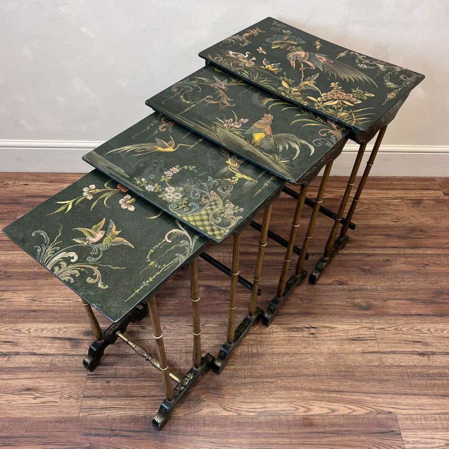 19th Century French Hand Painted Nest of 4 Tables