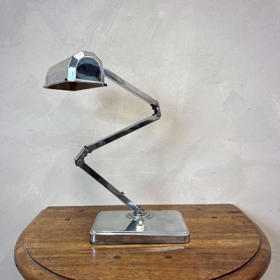 French Art Deco Articulated Chrome Desk Lamp