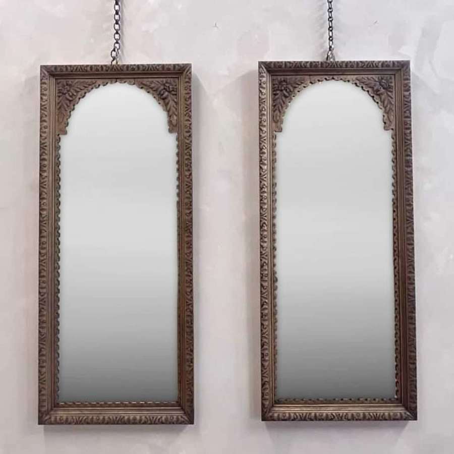 Large Pair of Carved Oak Mirrors