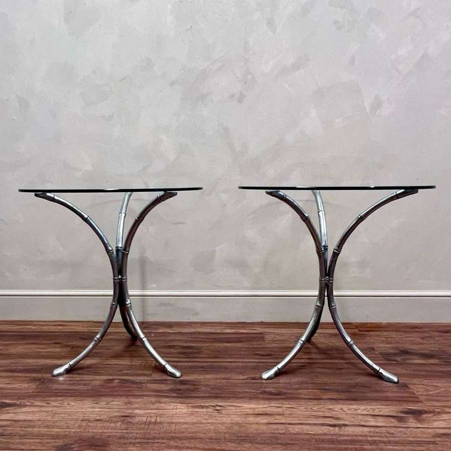 Pair of French Polished Faux Bamboo Side Tables