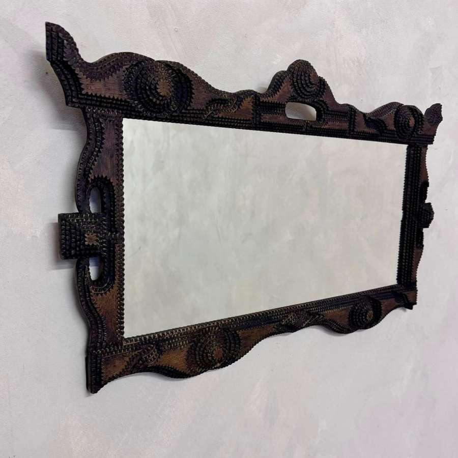 19th Century Tramp Art Chip Work Mirror