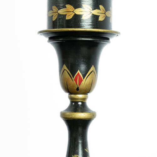 Pair of Chinoiserie Design Hurricane Candlesticks / Lamps