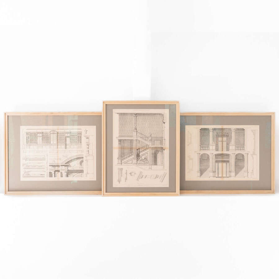 Set of 3 Large Scale Framed French Lithographs Chemist