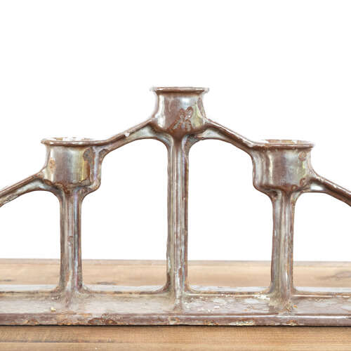 A Pair of Pearlescent Glazed Bronze Candelabras