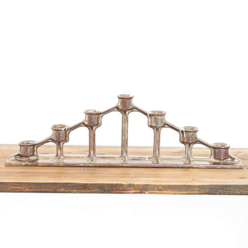 A Pair of Pearlescent Glazed Bronze Candelabras