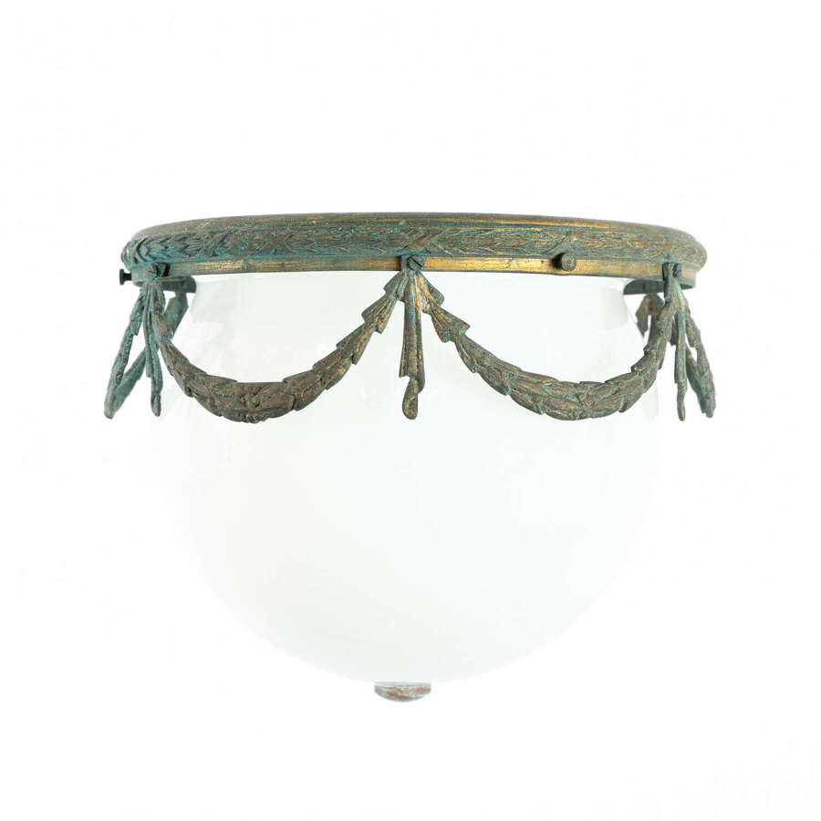 Early 20th Century English Opaline Ceiling Light / Plafonnier
