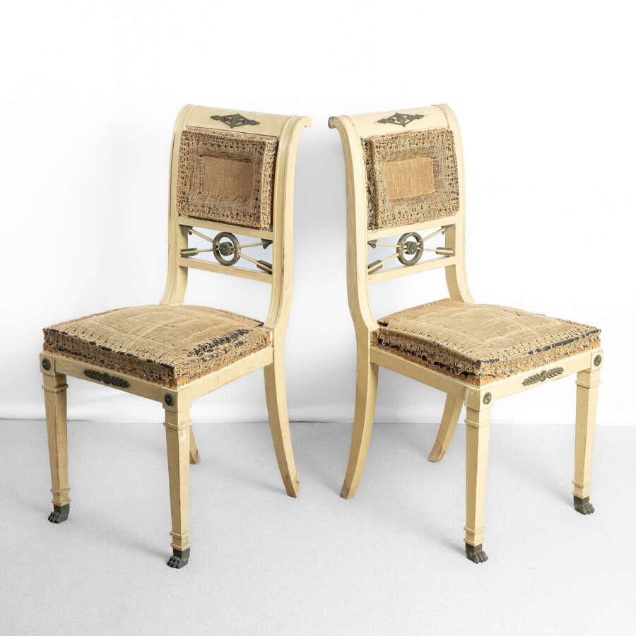 Pair of 19th Century French Painted Empire Side Chairs