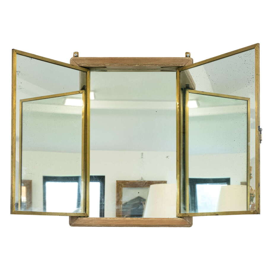 1920&rsquo;s French Triptych Brot Mirror, Rarer Size