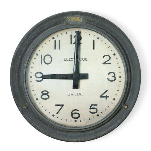 Large Zinc Wall Clock By Brillie Circa 1930