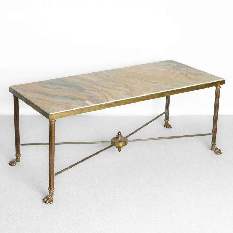 A French Marble and Brass Coffee Table