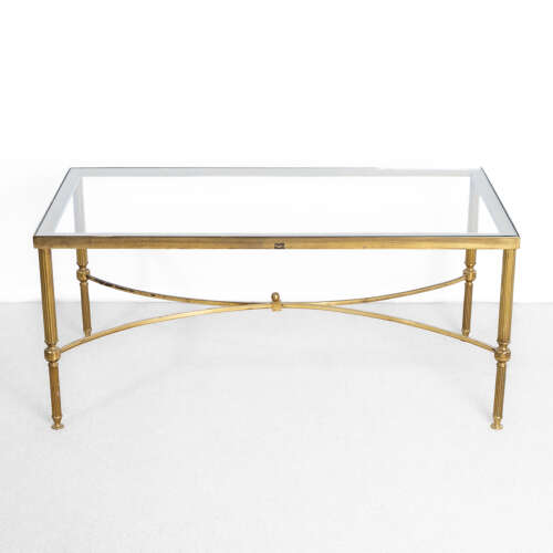 Mid Century French Brass and Glass Coffee Table
