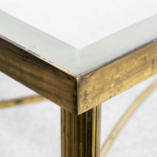 Mid Century French Brass and Glass Coffee Table