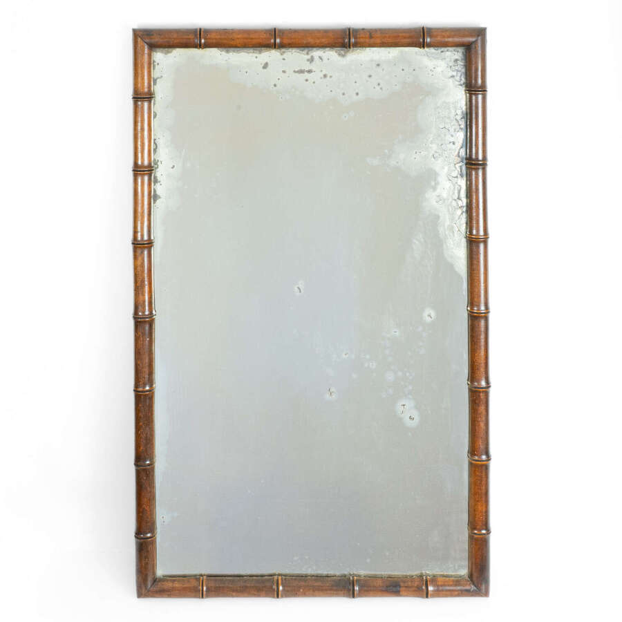 Large 19th Century French Bamboo Foxed Mirror