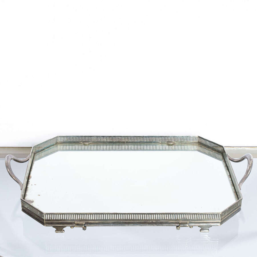 English Silver Plated Mirrored Serving Tray by John Grinsell & Sons