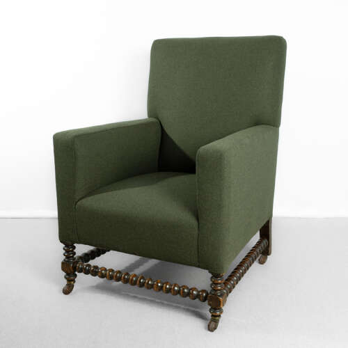 English 19th Century Upholstered Bobbin Armchair
