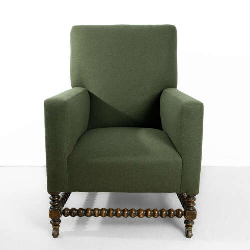 English 19th Century Upholstered Bobbin Armchair
