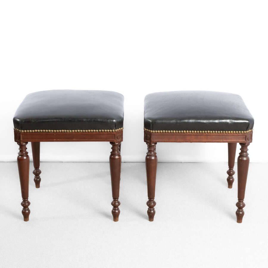 Pair of French Leather Footstools