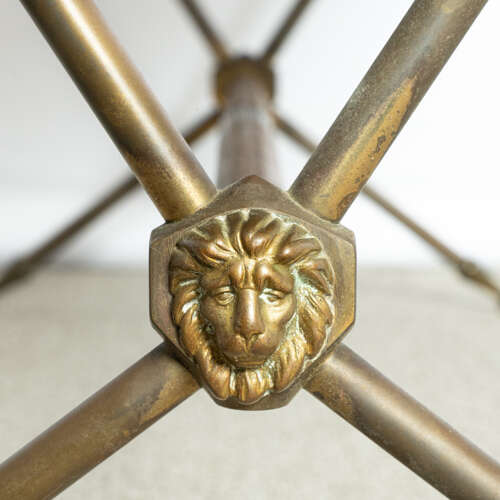 French 1950's Black Glass and Brass Coffee Table by Raphael Raffel