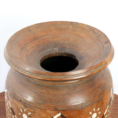 Large Hand Turned, Inlaid Ghee Pot
