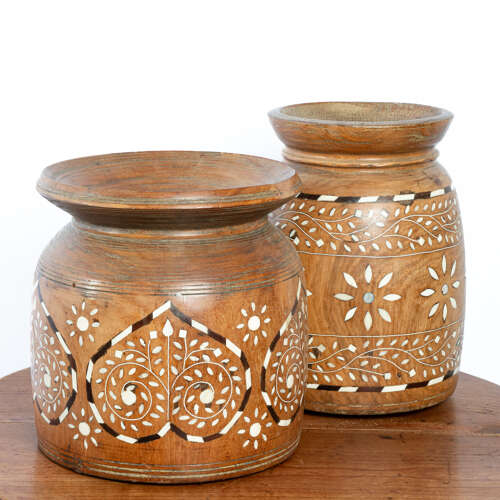 Large Hand Turned, Inlaid Ghee Pot