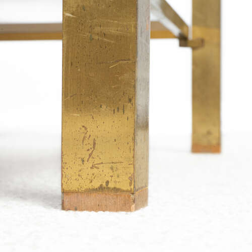 Large Brass and Églomisé Glass Low Table by Guy Lefevre for Maison Jansen